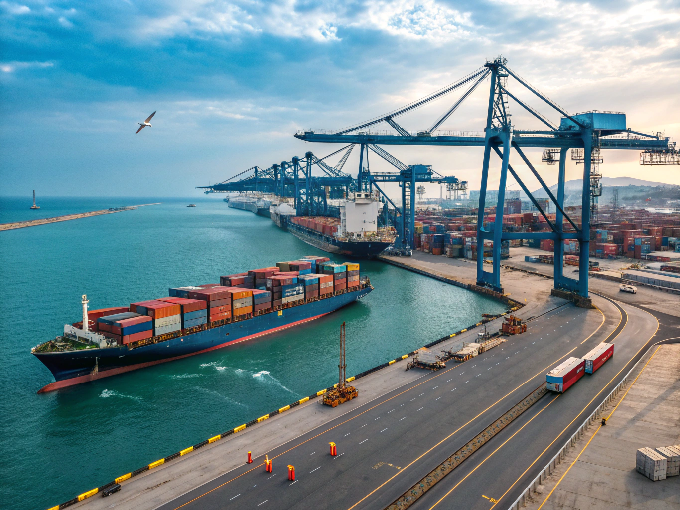 View of the busy Port of Constanta